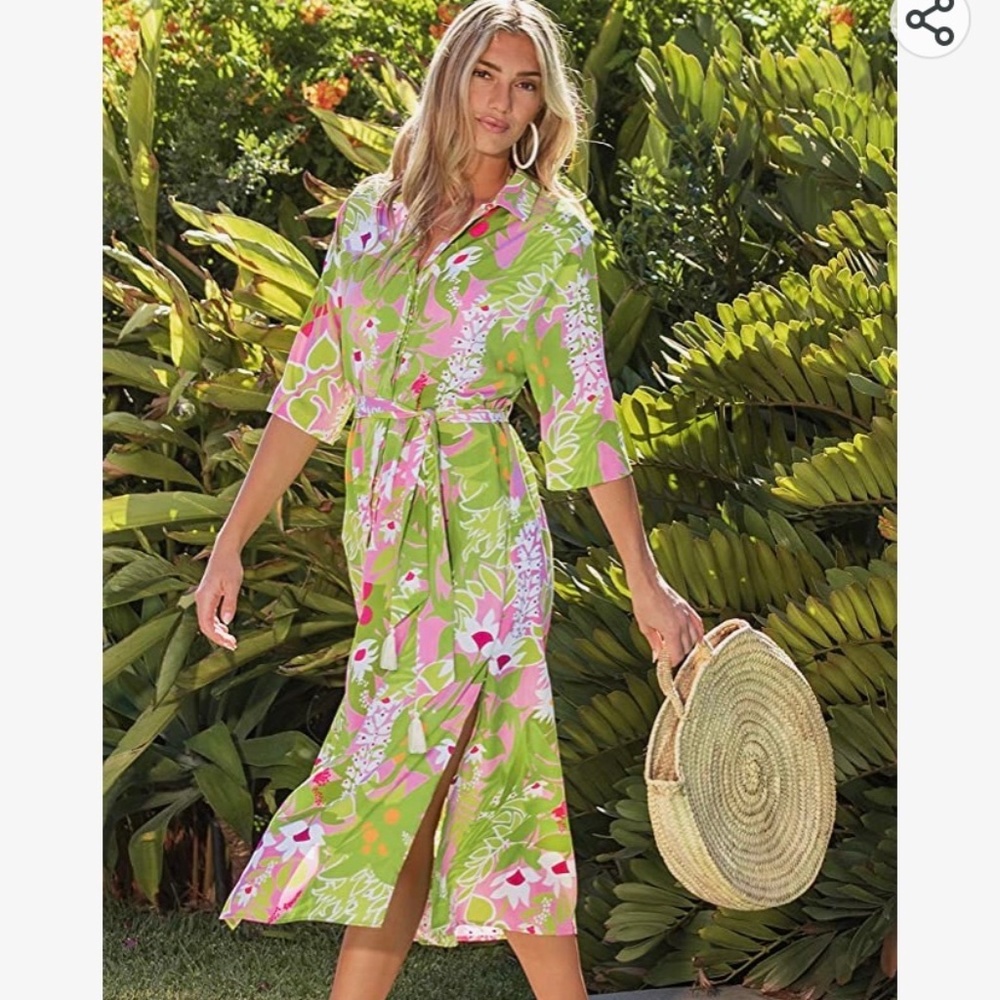 Trina Turk La Palma Midi Dress Size S